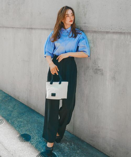 OPAQUE.CLIP（オペークドットクリップ）の「ストレッチタックワイドパンツ【洗濯機洗い可】（その他パンツ・レディース・ホワイト/ブラック・42/40/38）」の4枚目の写真