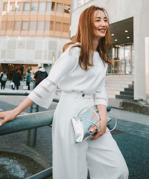 OPAQUE.CLIP（オペークドットクリップ）の「ストレッチタックワイドパンツ【洗濯機洗い可】（その他パンツ・レディース・ホワイト/ブラック・42/40/38）」の5枚目の写真