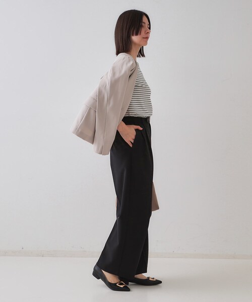 OPAQUE.CLIP（オペークドットクリップ）の「ストレッチタックワイドパンツ【洗濯機洗い可】（その他パンツ・レディース・ホワイト/ブラック・42/40/38）」の11枚目の写真