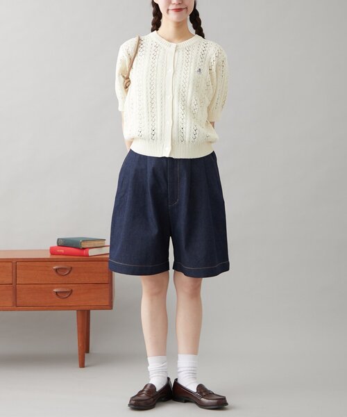 GEVACO（ゲバコ）の「【GEVACO】透かし編み半袖カーディガン（カーディガン/ボレロ・レディース・ブルー/アイボリー/ネイビー/レッド・ONE SIZE）」の14枚目の写真