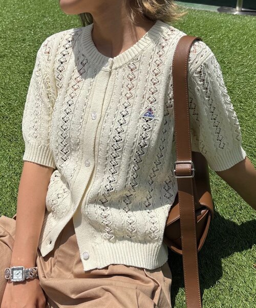 GEVACO（ゲバコ）の「【GEVACO】透かし編み半袖カーディガン（カーディガン/ボレロ・レディース・ブルー/アイボリー/ネイビー/レッド・ONE SIZE）」の16枚目の写真