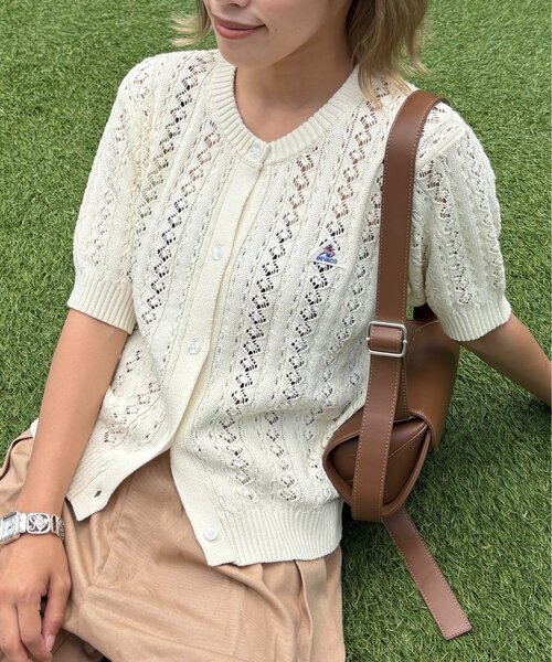 GEVACO（ゲバコ）の「【GEVACO】透かし編み半袖カーディガン（カーディガン/ボレロ・レディース・ブルー/アイボリー/ネイビー/レッド・ONE SIZE）」の17枚目の写真