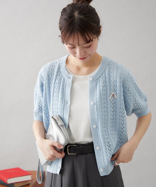 GEVACO（ゲバコ）の「【GEVACO】透かし編み半袖カーディガン（カーディガン/ボレロ・レディース・ブルー/アイボリー/ネイビー/レッド・ONE SIZE）」の18枚目の写真