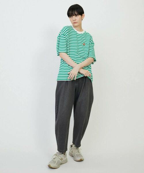 FRAPBOIS（フラボア）の「パークボーダーT（Tシャツ/カットソー・レディース・ホワイト×ブラック/ホワイト×グリーン/ブラック×グレー・1/2）」の15枚目の写真