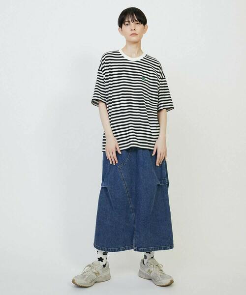 FRAPBOIS（フラボア）の「パークボーダーT（Tシャツ/カットソー・レディース・ホワイト×ブラック/ホワイト×グリーン/ブラック×グレー・1/2）」の12枚目の写真