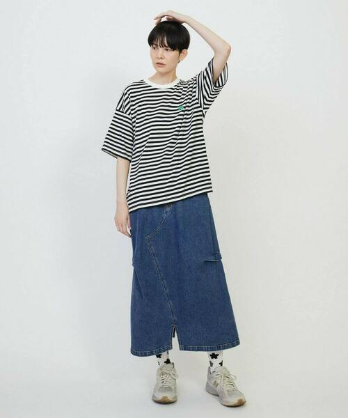 FRAPBOIS（フラボア）の「パークボーダーT（Tシャツ/カットソー・レディース・ホワイト×ブラック/ホワイト×グリーン/ブラック×グレー・1/2）」の10枚目の写真