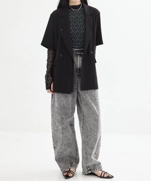 UNITED TOKYO（ユナイテッドトウキョウ）の「【残りわずか！】パネルレースシアープルオーバー｜ウォッシャブル/オケージョン/シアートップス/ロンT/レイヤード/春服（Tシャツ/カットソー・レディース・アイボリー/ブラック・FREE）」の21枚目の写真