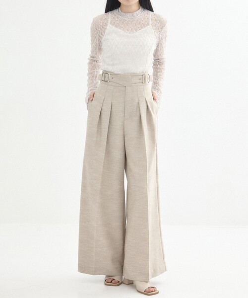 UNITED TOKYO（ユナイテッドトウキョウ）の「【残りわずか！】パネルレースシアープルオーバー｜ウォッシャブル/オケージョン/シアートップス/ロンT/レイヤード/春服（Tシャツ/カットソー・レディース・アイボリー/ブラック・FREE）」の8枚目の写真