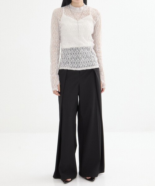 UNITED TOKYO（ユナイテッドトウキョウ）の「【残りわずか！】パネルレースシアープルオーバー｜ウォッシャブル/オケージョン/シアートップス/ロンT/レイヤード/春服（Tシャツ/カットソー・レディース・アイボリー/ブラック・FREE）」の10枚目の写真