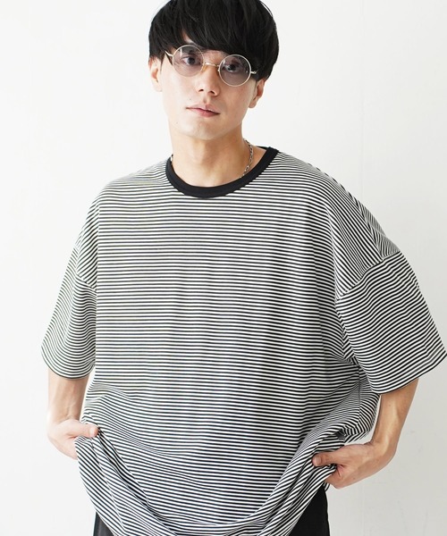 En serio TOKYO(エンソリオトーキョー)の「TRポンチビックシルエットTシャツ(Tシャツ/カットソー・メンズ・ホワイト×ブラック/ブラック/ブルーグレー/ブラウン系その他/その他/グレー/チャコールグレー/ダークグリーン/ベージュ/ネイビー/ホワイト/ブラウン・MEDIUM/LARGE/X-LARGE)」の15枚目の写真