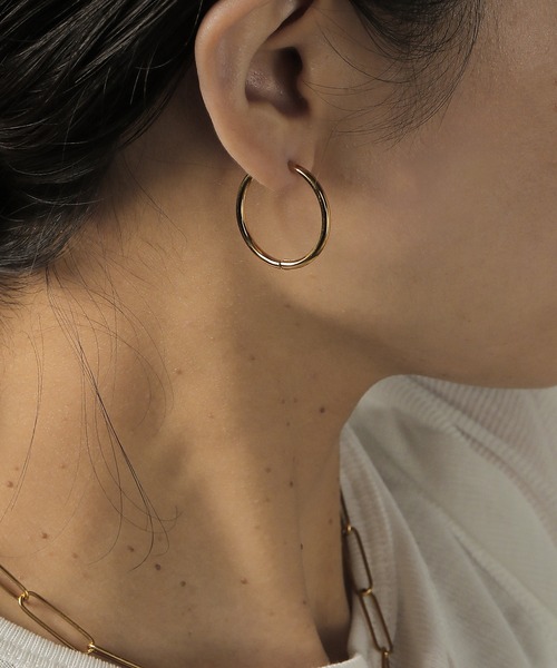 エリンギの頭 両耳用【 3mm×21mm 】ゴールドフープピアス エリンギの頭