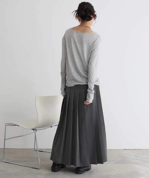 hellam（へラム）の「切り替えプリーツロングスカート（スカート・レディース・チャコール/キャメル/ブラック・FREE）」の7枚目の写真