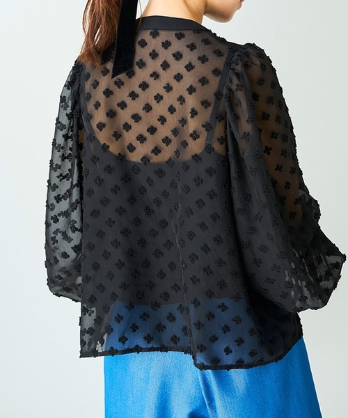 ST.ROONEY(セントルーニー)の「ドビードットシアーブラウス【低身長・小柄女性向け】(シャツ/ブラウス・レディース・ブラック/ホワイト・XS)」の4枚目の写真