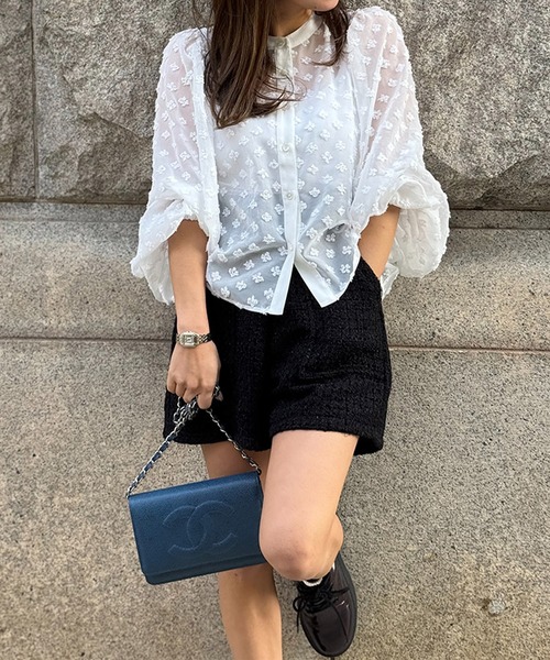 ST.ROONEY(セントルーニー)の「ドビードットシアーブラウス【低身長・小柄女性向け】(シャツ/ブラウス・レディース・ブラック/ホワイト・XS)」の9枚目の写真