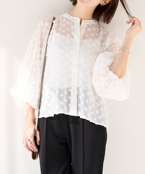 ST.ROONEY(セントルーニー)の「ドビードットシアーブラウス【低身長・小柄女性向け】(シャツ/ブラウス・レディース・ブラック/ホワイト・XS)」の12枚目の写真