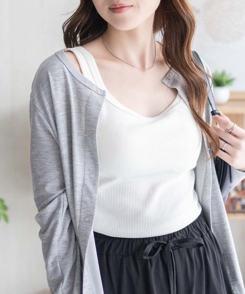 NAVY(ネイビー)の「NAVY カップ付きリブスクエアタンク【抗菌防臭 ドライ加工】(タンクトップ・レディース・ホワイト/ブラック/ブラウン・L/M/S)」の2枚目の写真