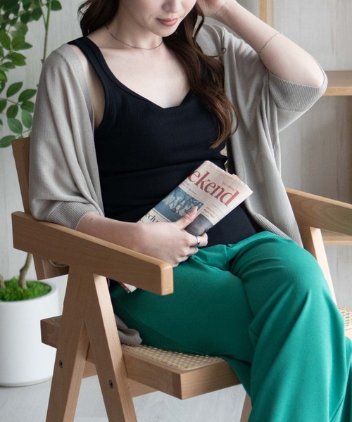 NAVY(ネイビー)の「NAVY カップ付きリブスクエアタンク【抗菌防臭 ドライ加工】(タンクトップ・レディース・ホワイト/ブラック/ブラウン・L/M/S)」の13枚目の写真