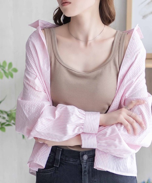 NAVY(ネイビー)の「NAVY カップ付きリブスクエアタンク【抗菌防臭 ドライ加工】(タンクトップ・レディース・ホワイト/ブラック/ブラウン・L/M/S)」の18枚目の写真