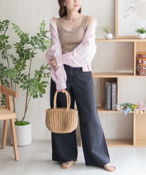 NAVY(ネイビー)の「NAVY カップ付きリブスクエアタンク【抗菌防臭 ドライ加工】(タンクトップ・レディース・ホワイト/ブラック/ブラウン・L/M/S)」の20枚目の写真