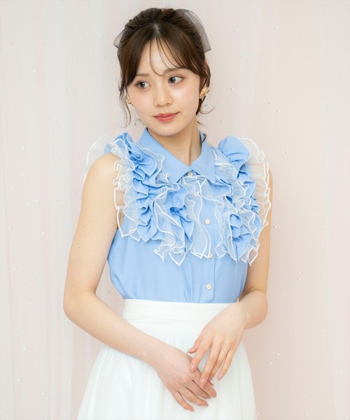 WILLSELECTION（ウィルセレクション）の「チュールフリルブラウス（シャツ/ブラウス・レディース・オフホワイト/ブラック系その他/サックスブルー・FREE）」の17枚目の写真