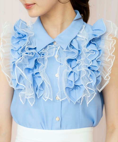 WILLSELECTION（ウィルセレクション）の「チュールフリルブラウス（シャツ/ブラウス・レディース・オフホワイト/ブラック系その他/サックスブルー・FREE）」の20枚目の写真