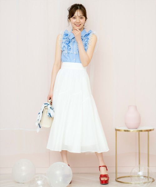 WILLSELECTION（ウィルセレクション）の「チュールフリルブラウス（シャツ/ブラウス・レディース・オフホワイト/ブラック系その他/サックスブルー・FREE）」の21枚目の写真