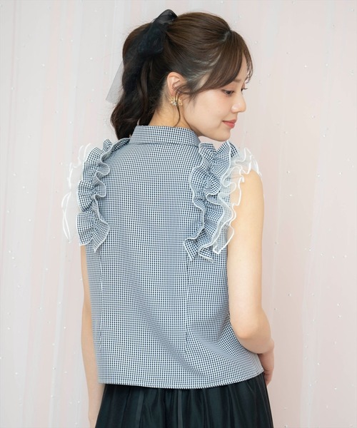 WILLSELECTION（ウィルセレクション）の「チュールフリルブラウス（シャツ/ブラウス・レディース・オフホワイト/ブラック系その他/サックスブルー・FREE）」の7枚目の写真