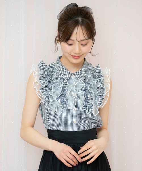 WILLSELECTION（ウィルセレクション）の「チュールフリルブラウス（シャツ/ブラウス・レディース・オフホワイト/ブラック系その他/サックスブルー・FREE）」の12枚目の写真