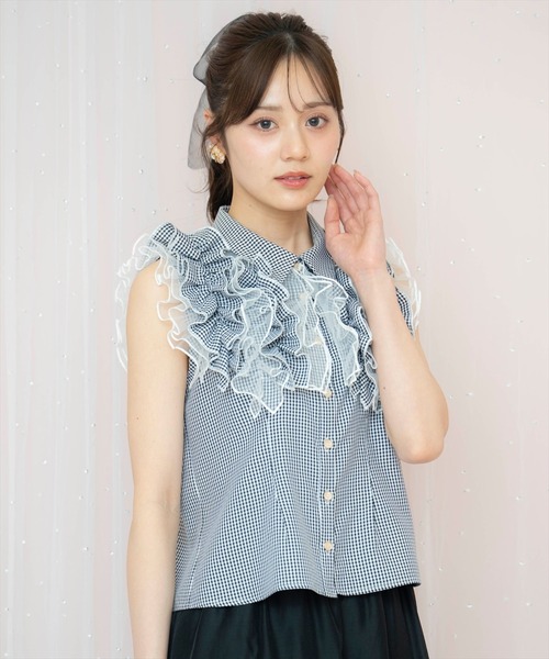 WILLSELECTION（ウィルセレクション）の「チュールフリルブラウス（シャツ/ブラウス・レディース・オフホワイト/ブラック系その他/サックスブルー・FREE）」の13枚目の写真