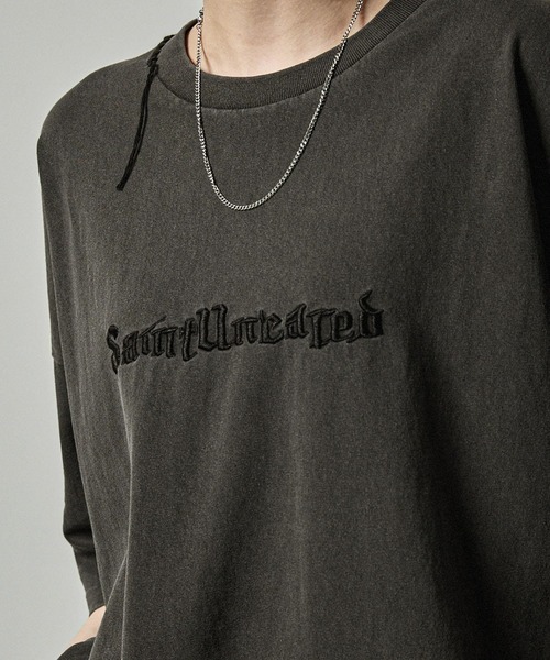 Alfred Alex(アルフレッドアレックス)の「【Alfred Alex】ヴィンテージ加工ピグメントハンドステッチロゴ刺繍Tシャツ(Tシャツ/カットソー・メンズ・ワインレッド/ブラック/グレイッシュブルー・M/L)」の14枚目の写真