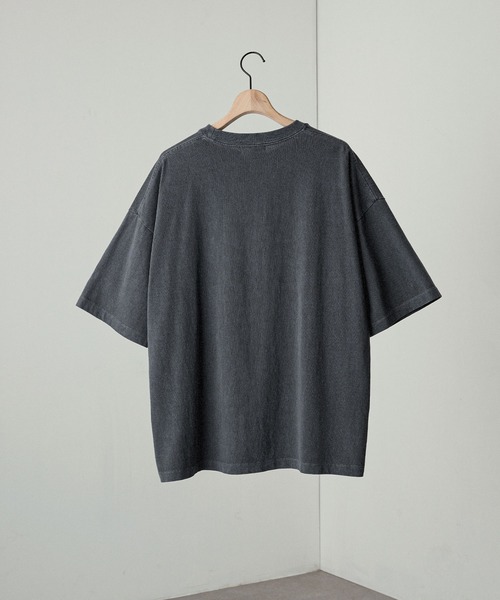 Alfred Alex】ヴィンテージ加工ピグメントハンドステッチロゴ刺繍T