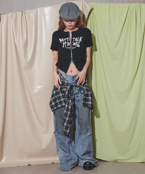 dispark（ディスパーク）の「DISPARK/グラフィックロゴWジップSSトップス（Tシャツ/カットソー・レディース・ブラック/レッド・FREE）」の12枚目の写真