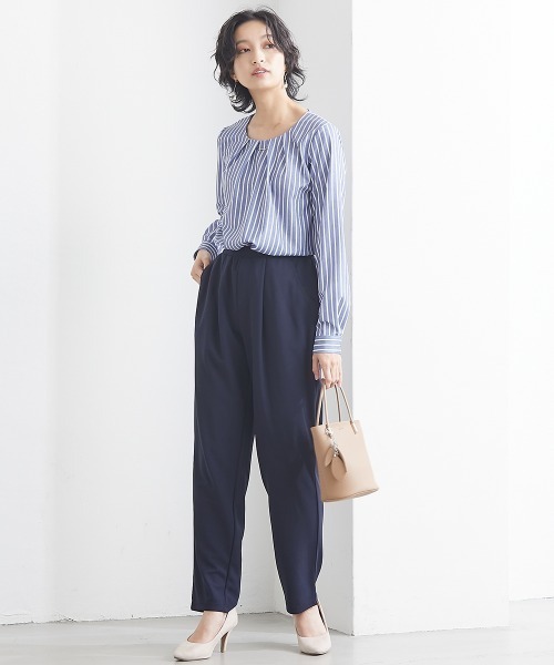 SMILE LAND（スマイルランド）の「テーパードパンツ■大人の落ち感シリーズ■＜大きいサイズ有＞（スラックス・レディース・ネイビー/ブラック・5L/4L/3L/LL/L）」の5枚目の写真