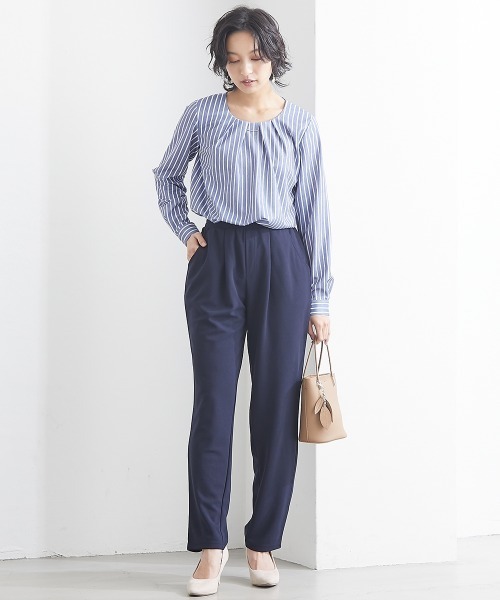 SMILE LAND（スマイルランド）の「テーパードパンツ■大人の落ち感シリーズ■＜大きいサイズ有＞（スラックス・レディース・ネイビー/ブラック・5L/4L/3L/LL/L）」の6枚目の写真