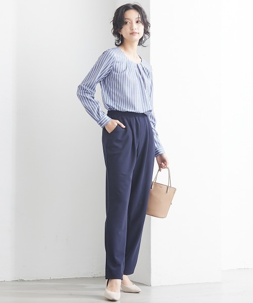 SMILE LAND（スマイルランド）の「テーパードパンツ■大人の落ち感シリーズ■＜大きいサイズ有＞（スラックス・レディース・ネイビー/ブラック・5L/4L/3L/LL/L）」の8枚目の写真