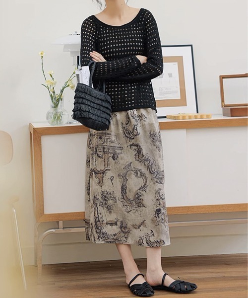 Miniministore(ミニミニストア)の「透かし編みトップス バッククロス春夏秋服(ニット/セーター・レディース・ブラック/ホワイト・FREE)」の9枚目の写真