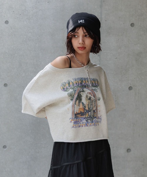 PAGEBOY(ページボーイ)の「ルーズネックミニウラケロックTシャツ(Tシャツ/カットソー・レディース・チャコールグレー/ベージュ系その他/グリーン系その他2・FREE)」の17枚目の写真