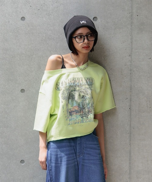 PAGEBOY(ページボーイ)の「ルーズネックミニウラケロックTシャツ(Tシャツ/カットソー・レディース・チャコールグレー/ベージュ系その他/グリーン系その他2・FREE)」の22枚目の写真