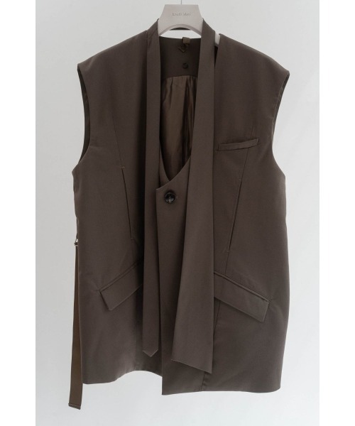 Knuth Marf(クヌースマーフ)の「2way collarless gilet(unisex)(ベスト・レディース・グレイッシュベージュ・FREE)」の14枚目の写真
