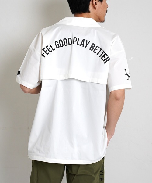 LUXE/R GOLF（ラグジュ ゴルフ）の「(RM)【LUXE/R GOLF】ストレッチ クロス オープンカラー 半袖 シャツ（シャツ/ブラウス・メンズ・ブラック/オフホワイト・L/XL/M）」の21枚目の写真