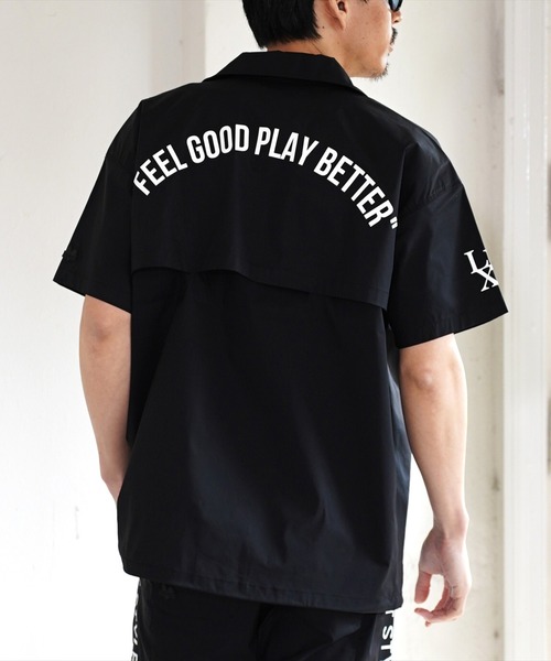 LUXE/R GOLF（ラグジュ ゴルフ）の「(RM)【LUXE/R GOLF】ストレッチ クロス オープンカラー 半袖 シャツ（シャツ/ブラウス・メンズ・ブラック/オフホワイト・L/XL/M）」の5枚目の写真
