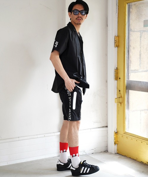LUXE/R GOLF（ラグジュ ゴルフ）の「(RM)【LUXE/R GOLF】ストレッチ クロス オープンカラー 半袖 シャツ（シャツ/ブラウス・メンズ・ブラック/オフホワイト・L/XL/M）」の3枚目の写真