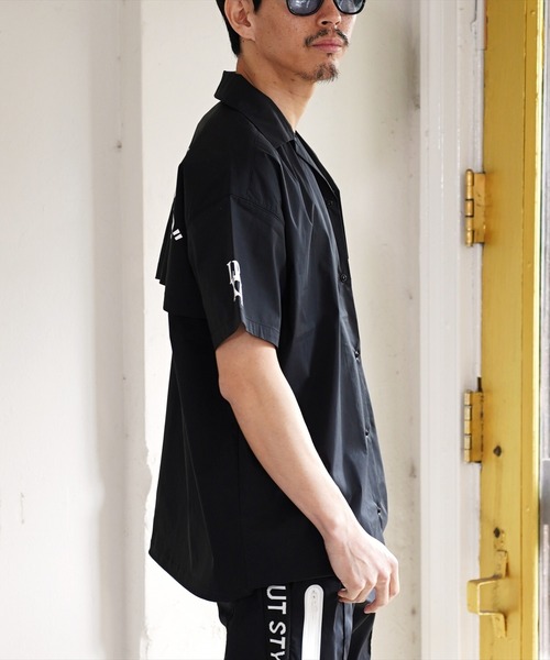 LUXE/R GOLF（ラグジュ ゴルフ）の「(RM)【LUXE/R GOLF】ストレッチ クロス オープンカラー 半袖 シャツ（シャツ/ブラウス・メンズ・ブラック/オフホワイト・L/XL/M）」の6枚目の写真