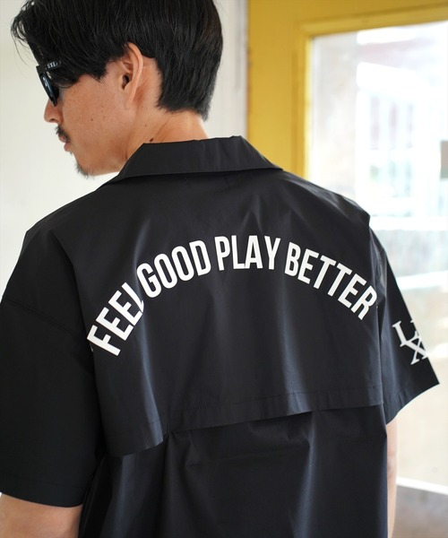 LUXE/R GOLF（ラグジュ ゴルフ）の「(RM)【LUXE/R GOLF】ストレッチ クロス オープンカラー 半袖 シャツ（シャツ/ブラウス・メンズ・ブラック/オフホワイト・L/XL/M）」の7枚目の写真