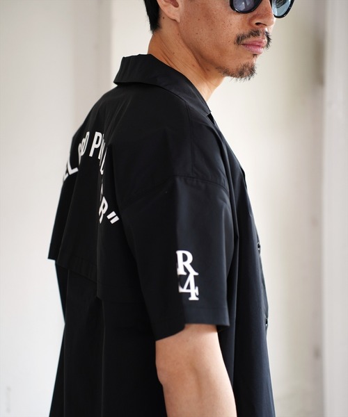LUXE/R GOLF（ラグジュ ゴルフ）の「(RM)【LUXE/R GOLF】ストレッチ クロス オープンカラー 半袖 シャツ（シャツ/ブラウス・メンズ・ブラック/オフホワイト・L/XL/M）」の8枚目の写真