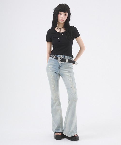 d.i.a.(ダイヤ)の「バックオープンチェーンTシャツ(Tシャツ/カットソー・レディース・イエロー/カーキ/ホワイト/ブラック・FREE)」の19枚目の写真