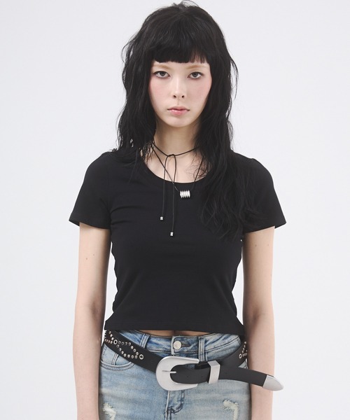 d.i.a.(ダイヤ)の「バックオープンチェーンTシャツ(Tシャツ/カットソー・レディース・イエロー/カーキ/ホワイト/ブラック・FREE)」の14枚目の写真
