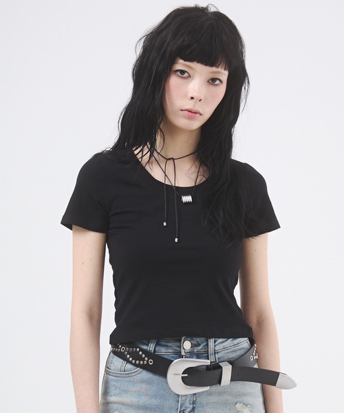 d.i.a.(ダイヤ)の「バックオープンチェーンTシャツ(Tシャツ/カットソー・レディース・イエロー/カーキ/ホワイト/ブラック・FREE)」の15枚目の写真