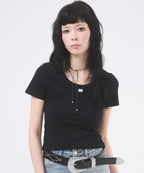 d.i.a.(ダイヤ)の「バックオープンチェーンTシャツ(Tシャツ/カットソー・レディース・イエロー/カーキ/ホワイト/ブラック・FREE)」の17枚目の写真