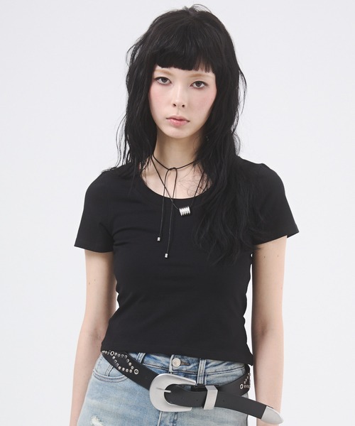 d.i.a.(ダイヤ)の「バックオープンチェーンTシャツ(Tシャツ/カットソー・レディース・イエロー/カーキ/ホワイト/ブラック・FREE)」の16枚目の写真